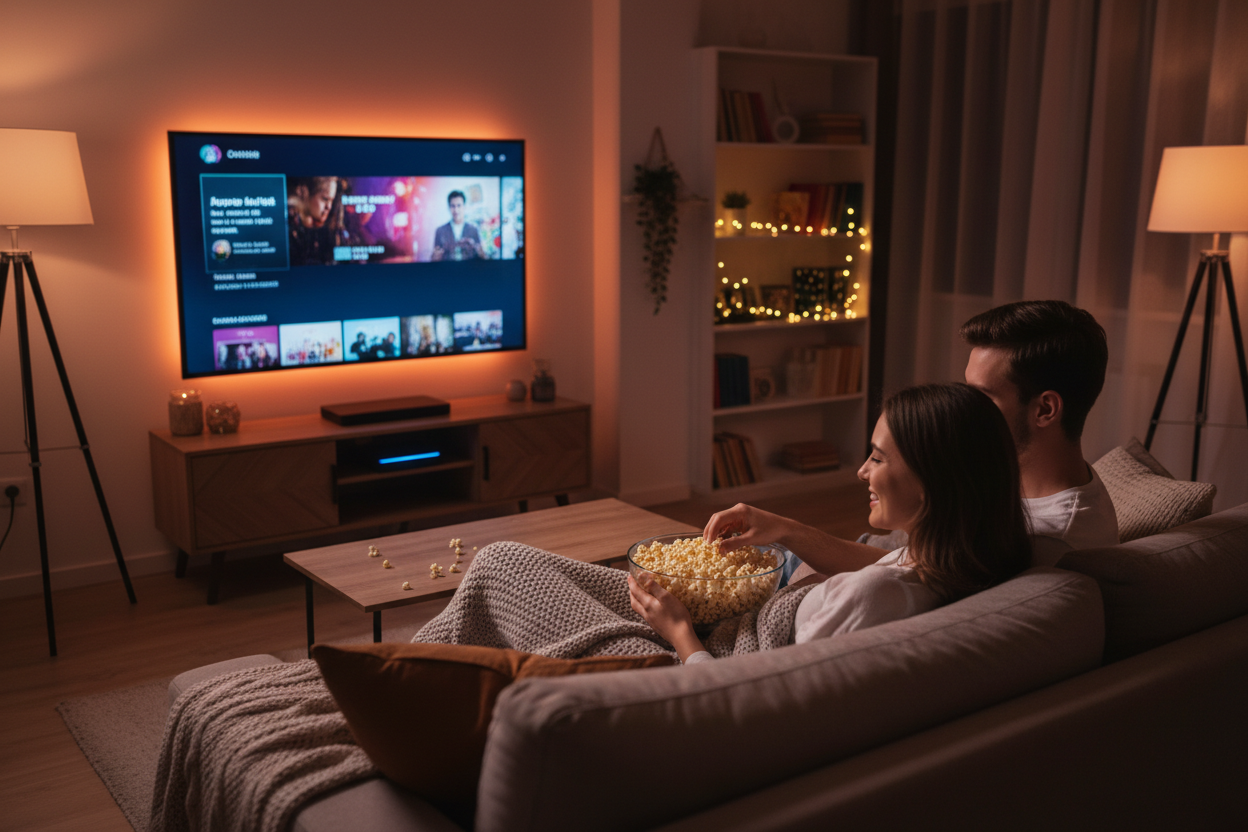 Couple streaming TV