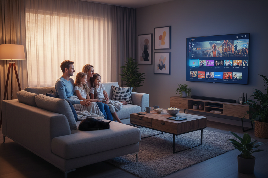 Family watching IPTV